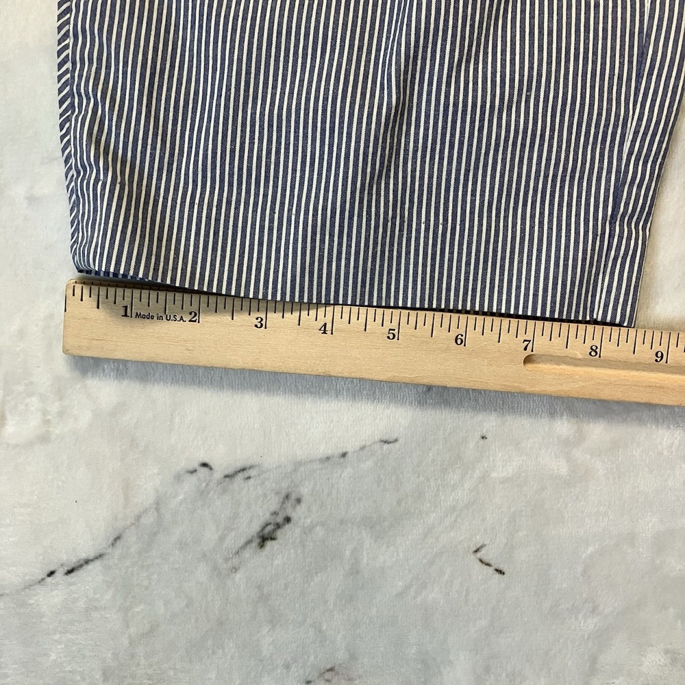Talbots Pants Womens Size 14 Blue White Pinstripes Cotton Stretch Pocket Cropped - Picture 6 of 11
